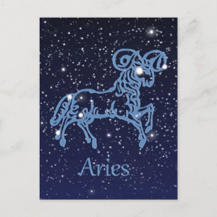 Carte Postale Symbole Aries Constellation et Zodiac avec étoiles