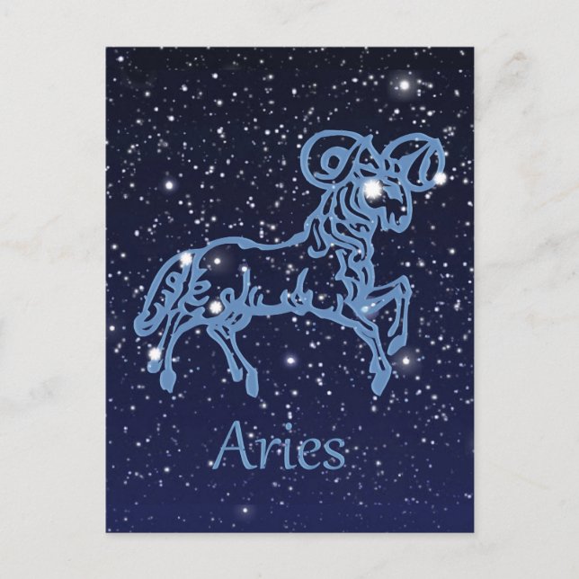 Carte Postale Symbole Aries Constellation et Zodiac avec étoiles (Devant)