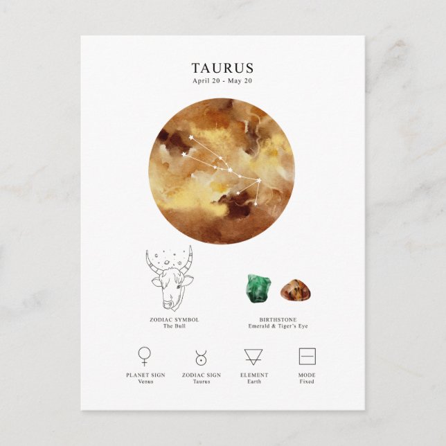 Carte Postale Symbole astrologique de Taurus (Devant)