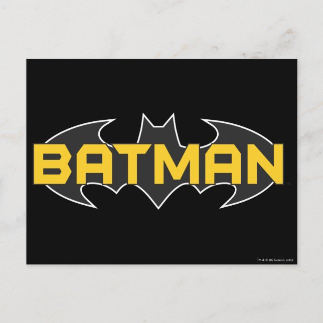 Carte Postale Symbole Batman | Nom Logo jaune et noir (Devant)