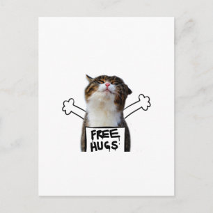 Carte Postale Symbole Chat Holding Free Hugs