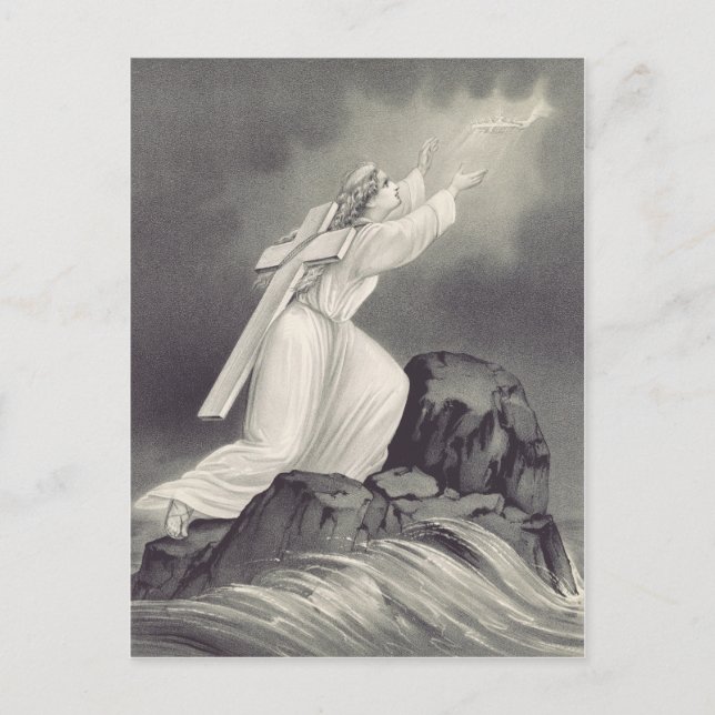 Carte Postale Symbole chrétien de la Croix et de la Couronne (Devant)