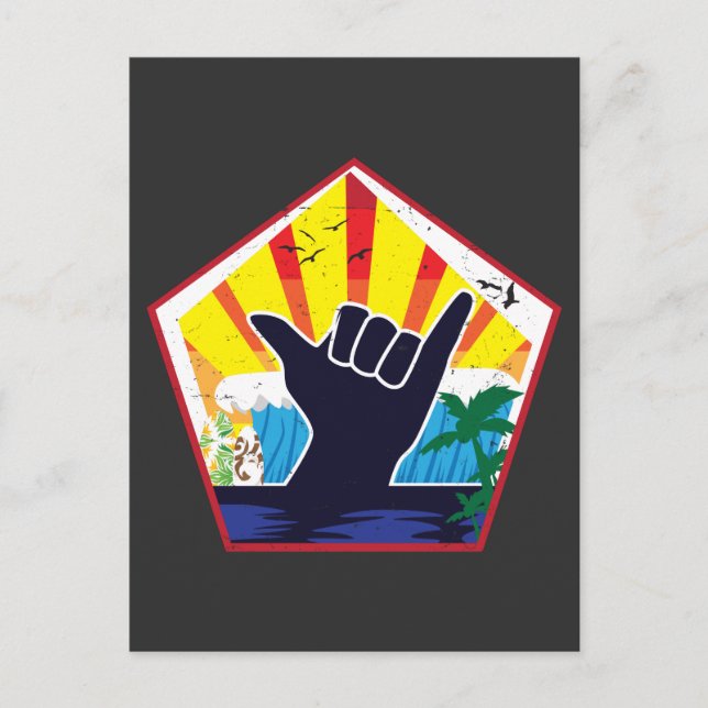 Carte Postale SYMBOLE Costa Rica Shaka Surf Surfer Cadeau (Devant)