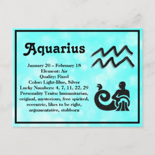 Carte Postale SYMBOLE D'Astrologie Aquarius Horoscope Zodiac