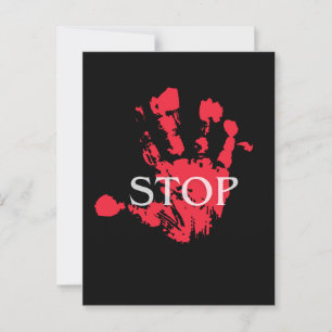 Carte Postale Symbole d'avertissement de l'empreinte rouge gras