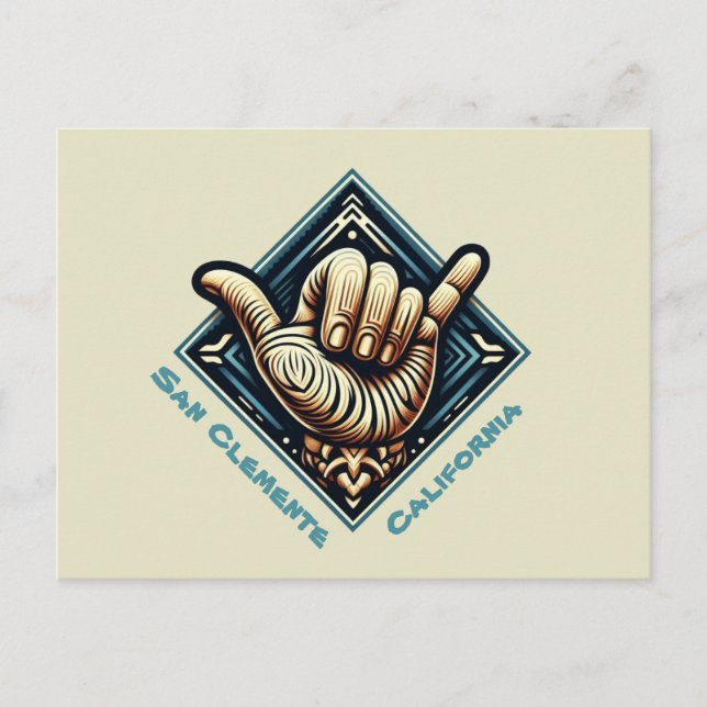 Carte Postale Symbole de la main du surfeur (Devant)
