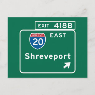 Carte Postale Symbole de la route de Shreveport, LA