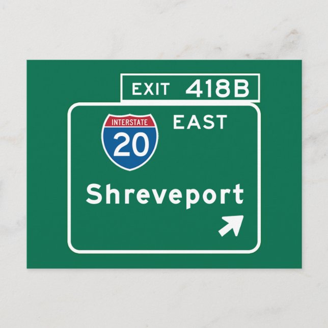 Carte Postale Symbole de la route de Shreveport, LA (Devant)