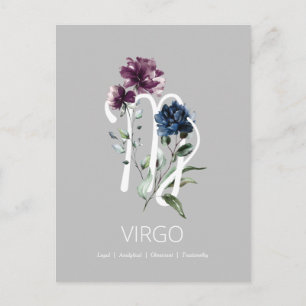 Carte Postale Symbole de la Virgo florale moderne