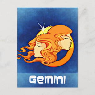 Carte Postale Symbole de l'astrologie de Gemini Zodiac