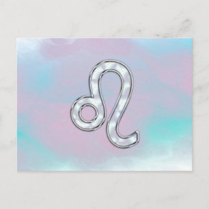 Carte Postale Symbole de Leo Zodiac sur Pastels Style Nacre Impr