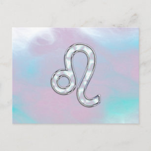 Carte Postale Symbole de Leo Zodiac sur Pastels Style Nacre Impr