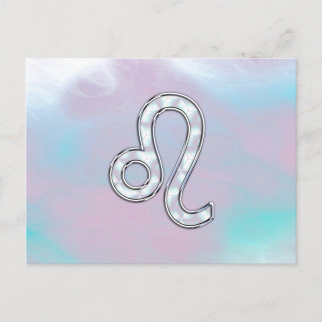 Carte Postale Symbole de Leo Zodiac sur Pastels Style Nacre Impr (Devant)