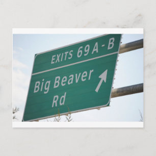 Carte Postale Symbole de l'HIway Big Beaver Road Sortie 69