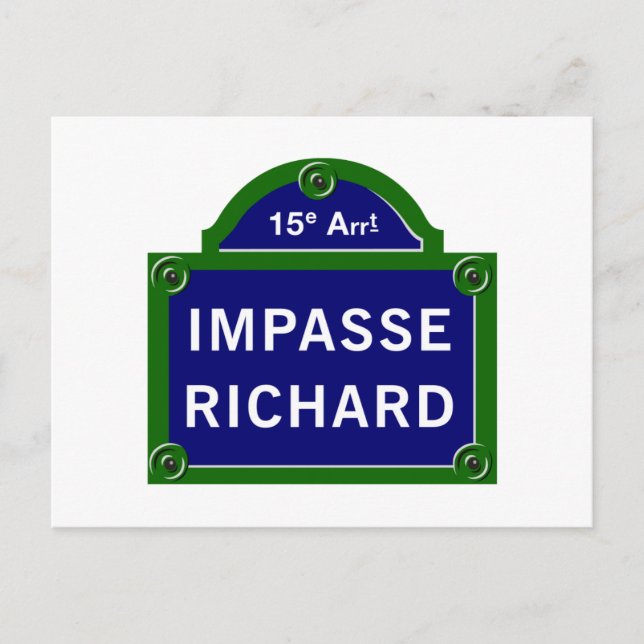 Carte Postale Symbole de l'Impasse Richard, Paris Street (Devant)