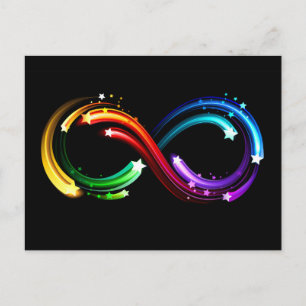 Carte Postale Symbole de l'infini des comètes arc-en-ciel
