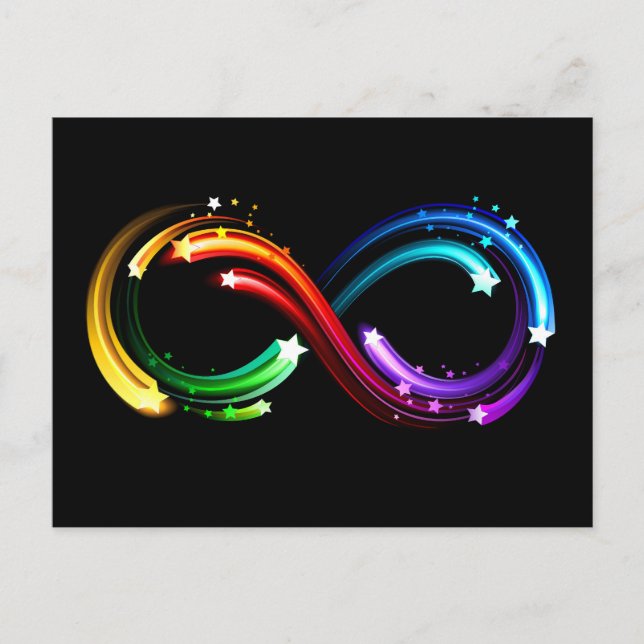 Carte Postale Symbole de l'infini des comètes arc-en-ciel (Devant)