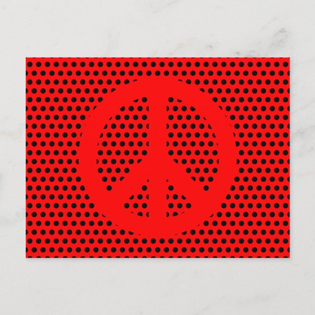 Carte Postale Symbole de paix rouge et noir (Devant)