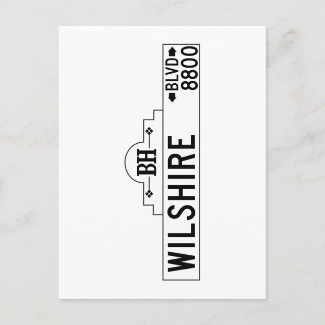 Carte Postale Symbole de rue Wilshire Boulevard, Los Angeles, CA (Devant)