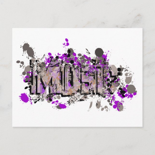 Carte Postale Symbole de style graffiti de musique violet gris (Devant)