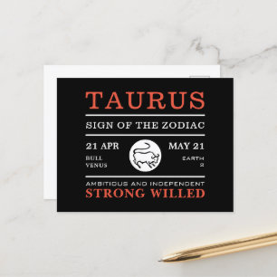 Carte Postale Symbole de Taurus du Zodiaque, Astrologique