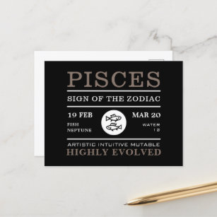 Carte Postale Symbole des Poissons du Zodiaque, Astrologique
