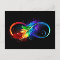 Symbole d'infini avec plume arc-en-ciel