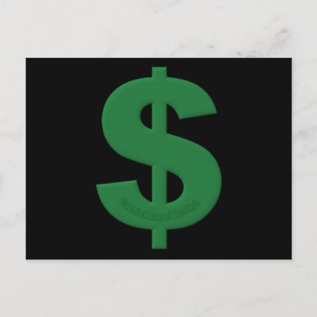 Carte Postale Symbole Dollar Vert (Devant)
