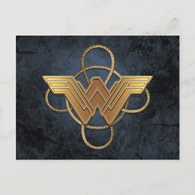 Carte Postale Symbole d'or Wonder Woman sur Lasso (Devant)