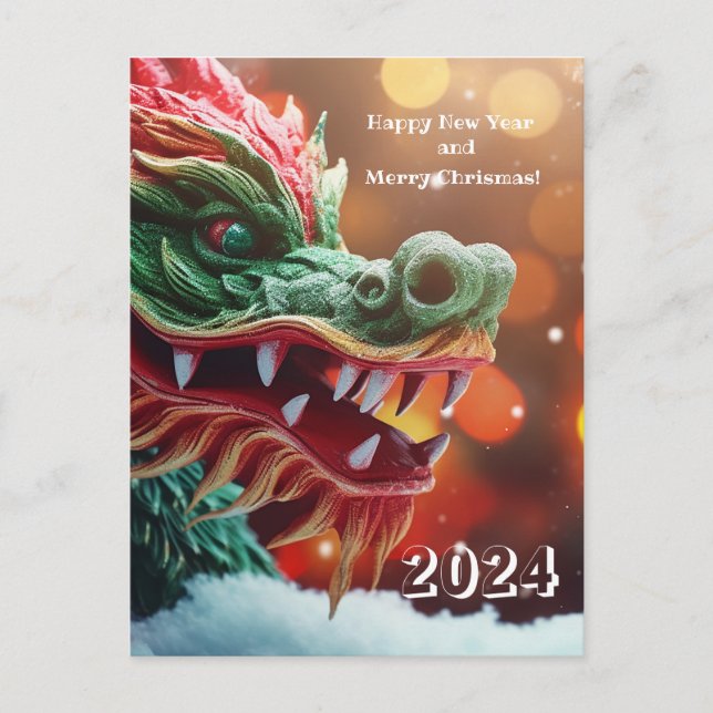 Carte Postale symbole dragon chinois 2024 (Devant)