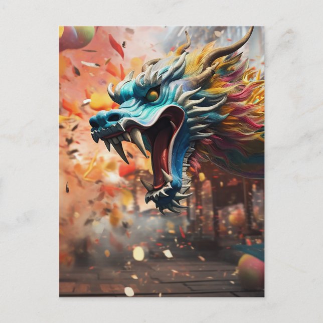 Carte Postale symbole dragon chinois 2024 (Devant)