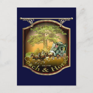 Carte Postale Symbole du pub de l'entraîneur et du cheval
