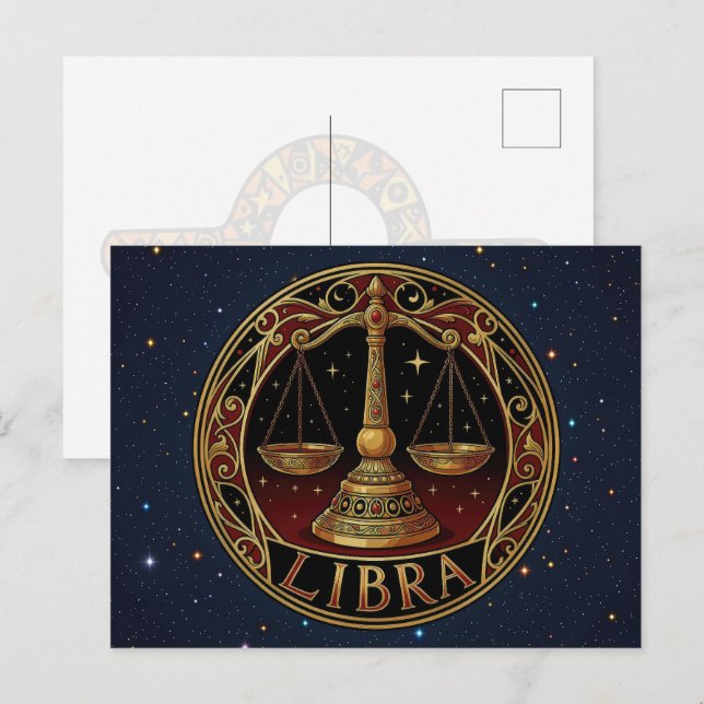 Carte Postale Symbole du zodiaque Balance (Devant / Derrière)