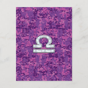 Carte Postale Symbole du Zodiaque de Libra sur Camo numérique Fu