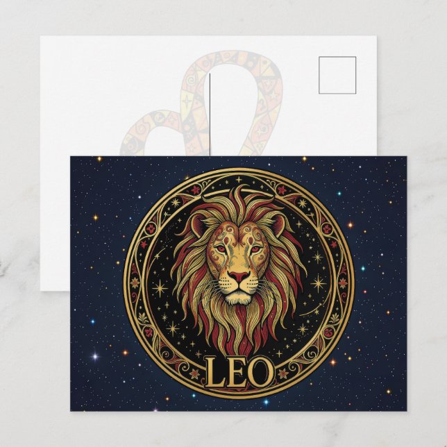 Carte Postale Symbole du zodiaque Lion Leo (Devant / Derrière)