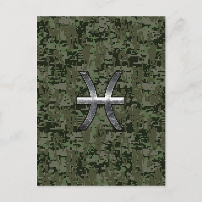 Carte Postale Symbole du zodiaque Pisces Camouflage numérique Wo (Devant)