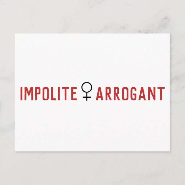 Carte Postale Symbole féminin d'une femme d'arrogance impoli (Devant)