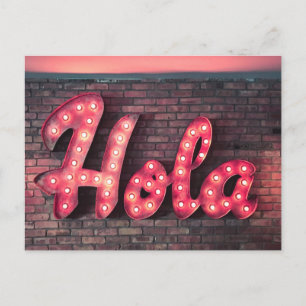 Carte Postale Symbole Hola espagnol Hello Neon