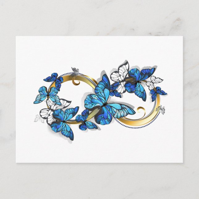 Carte Postale Symbole infini de papillons Morpho bleus (Devant)