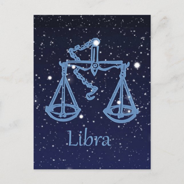 Carte Postale Symbole Libra Constellation et Zodiac avec étoiles (Devant)