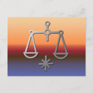 Carte Postale Symbole Libra Zodiac Star Signal Orange Sunrise Su