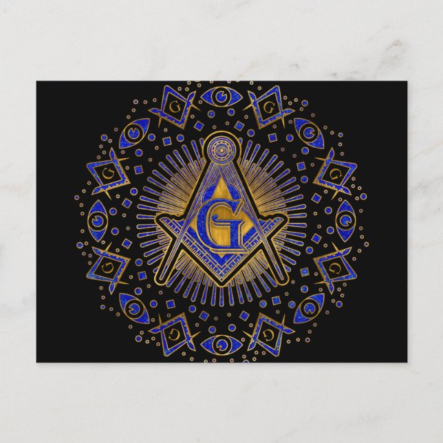 Carte Postale symbole maçonnique Équerre et Compas (Devant)