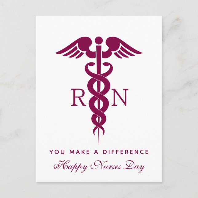 Carte Postale Symbole Médicale rouge Caduceus Nurse (Devant)