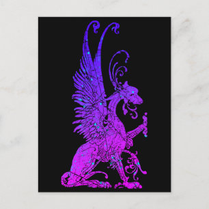Carte Postale Symbole monstre de néon Basilisk Dragon Bête antiq