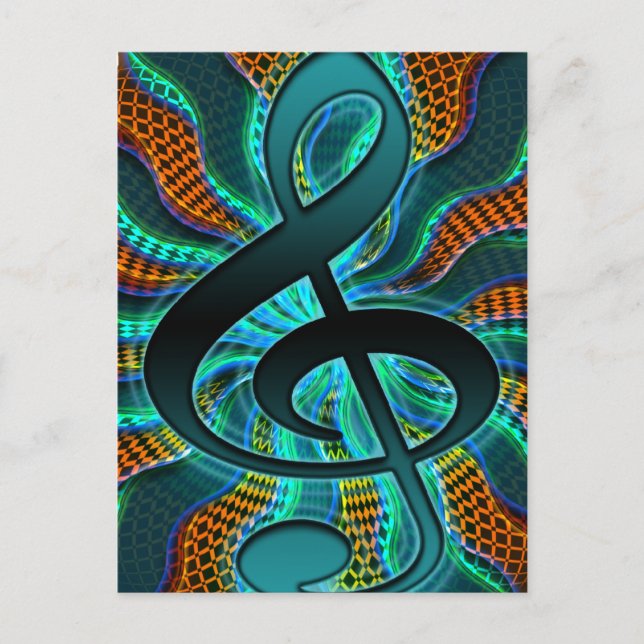 Carte Postale Symbole musical Psychedelic Treble Clef / G Clef (Devant)