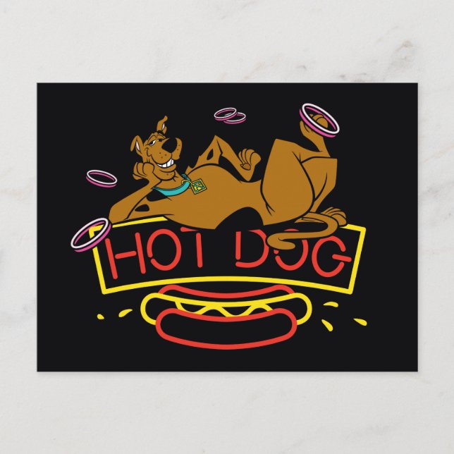 Carte Postale Symbole néo-chien de Scooby Doo Hot Dog (Devant)