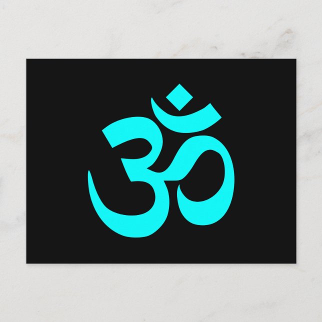 Carte Postale Symbole Om noir et aqua (Devant)