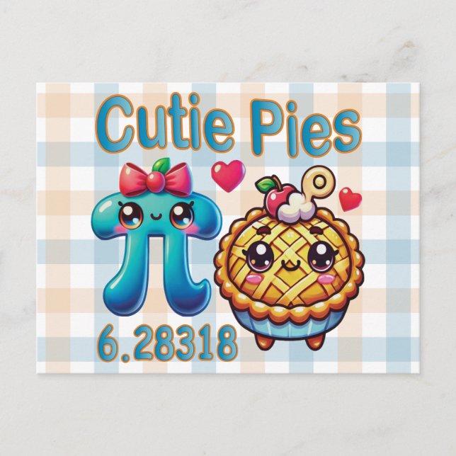 Carte Postale Symbole Pi mignon et pie Pie Pie Pie (Devant)