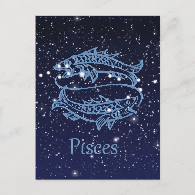 Carte Postale Symbole Poissons Constellation et Zodiaque avec ét (Devant)