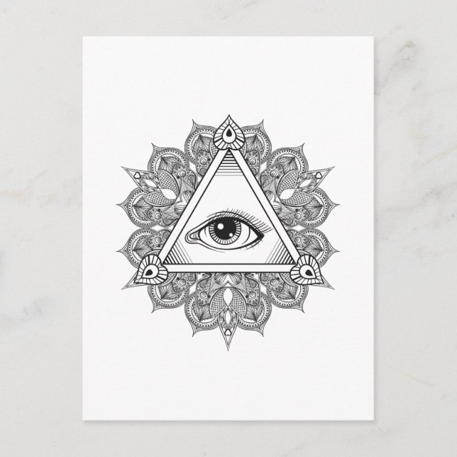 Carte Postale Symbole pyramide des yeux Doodle (Devant)